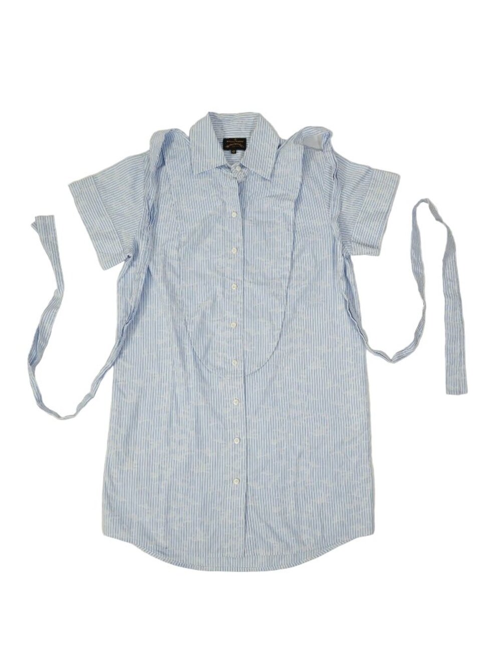 Vivienne Westwood Anglomania Striped Shirt Dress Blue White IT 42 Short Sleeve